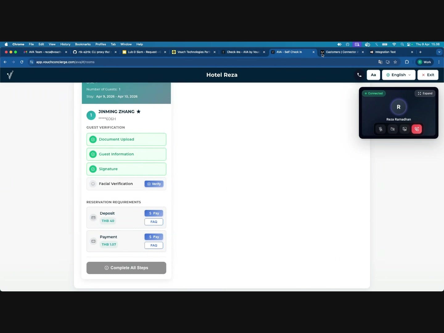 All verification steps completed -- guest status shows Verified
