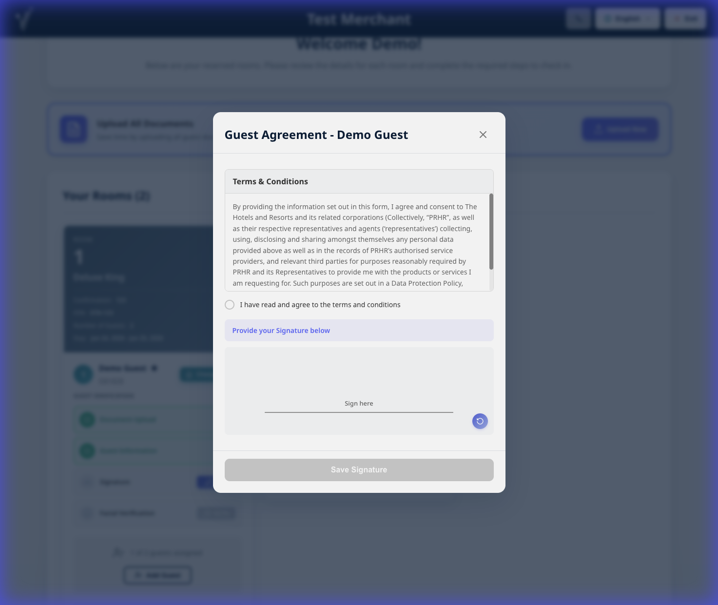 Guest Signature Screen