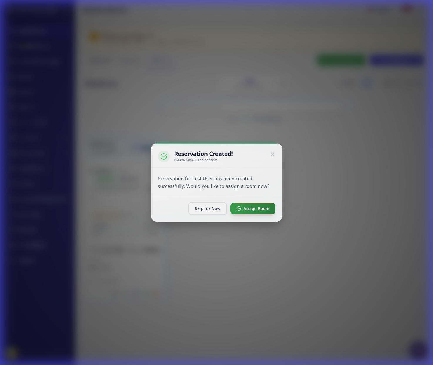 Reservation Success Prompt