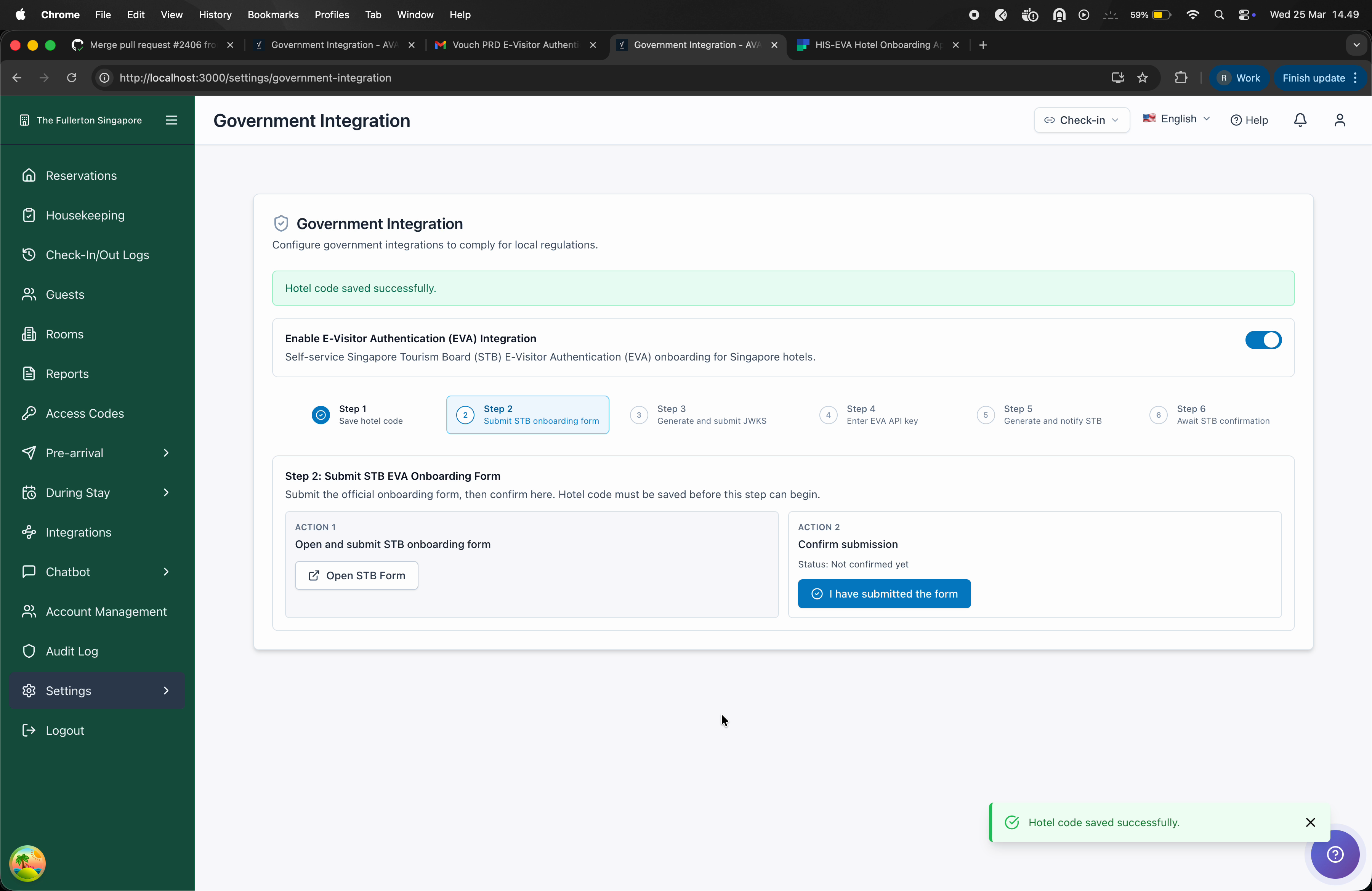 Step 2 showing Open STB Form button and confirmation action